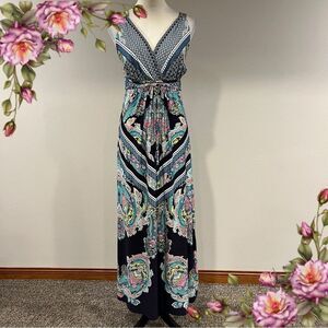 Metaphor Elegant v-neck floral Multicolor Maxi Dress size small
